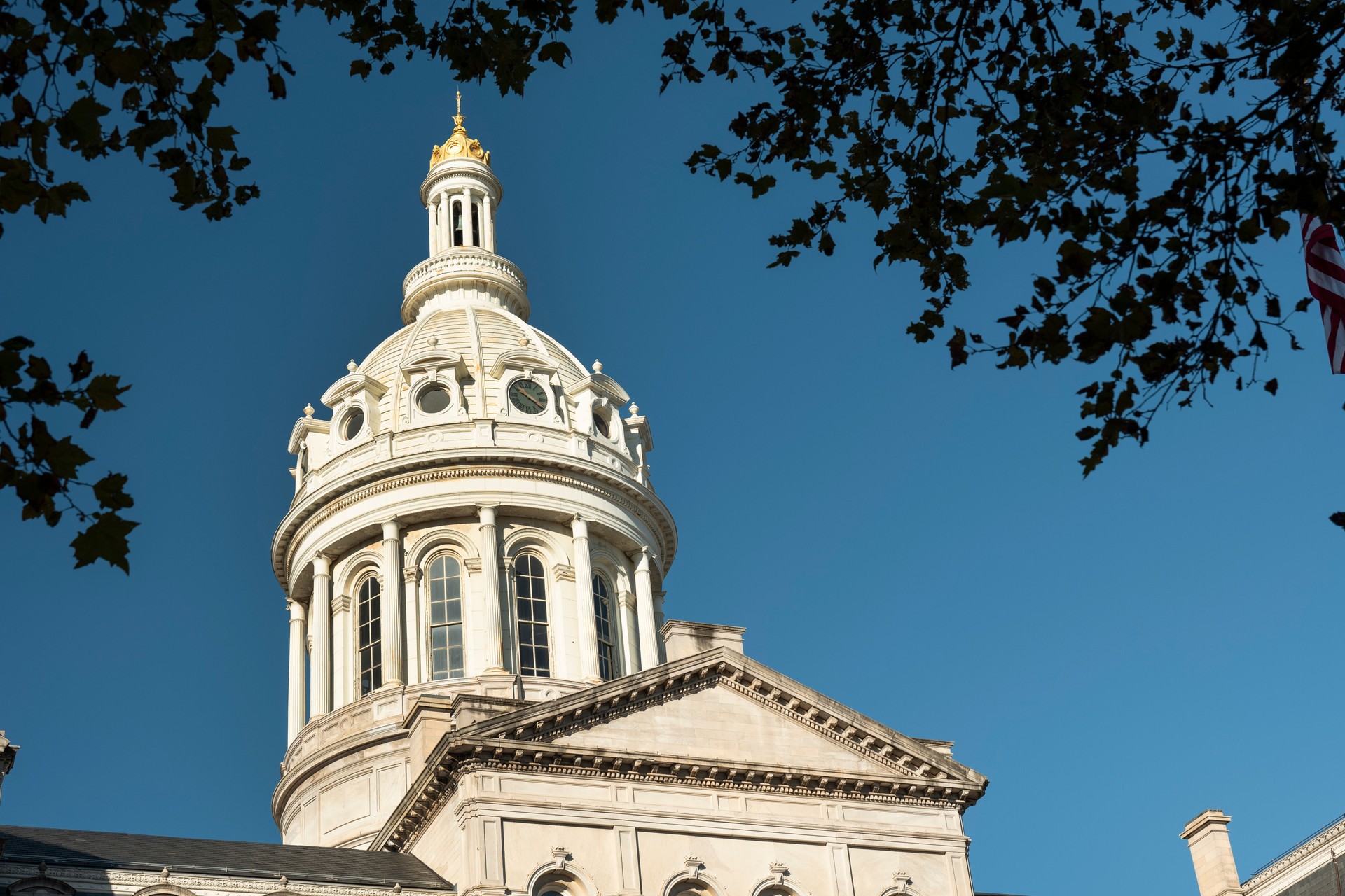 Baltimore City Hall architectural dome detail in downtown Maryland USA